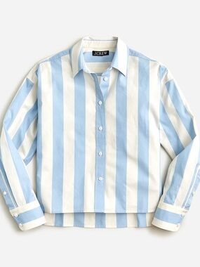 J Crew Collection Relaxed-fit cropped shirt in Barlow stripe